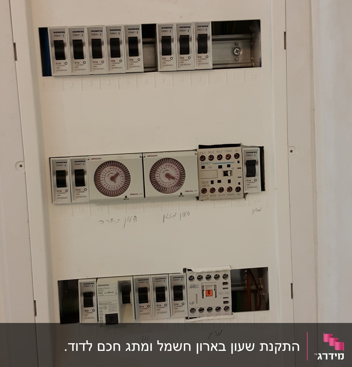 לוח חשמל עם מפסקים ומחוגים